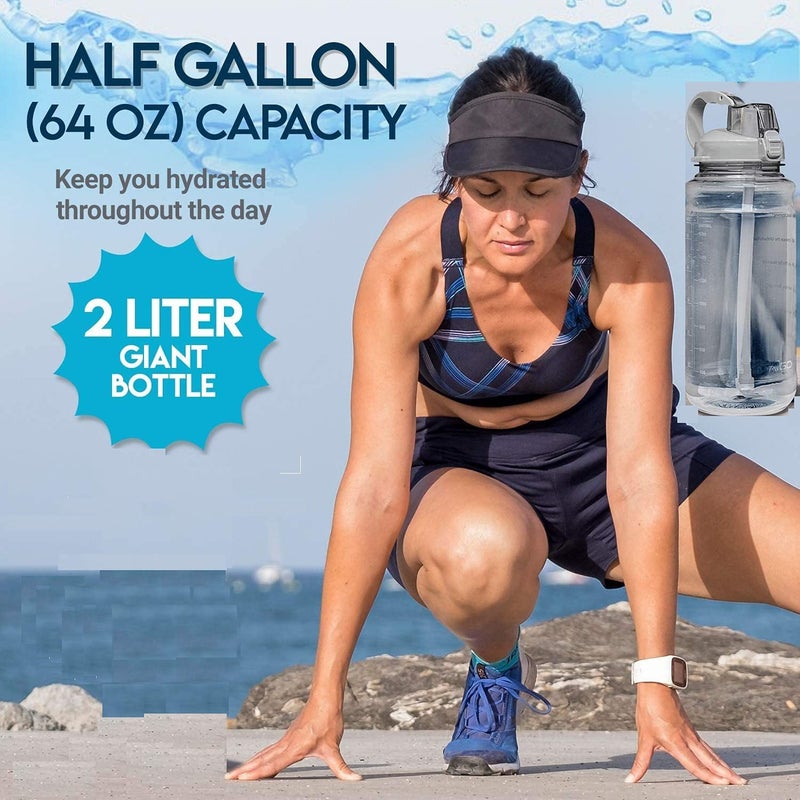 Boriva Plastic Sports Water Bottles 2 Liter Unbreakable Shaker With Portable Wide MouthTravel BottlePack Of 1 - Image 4