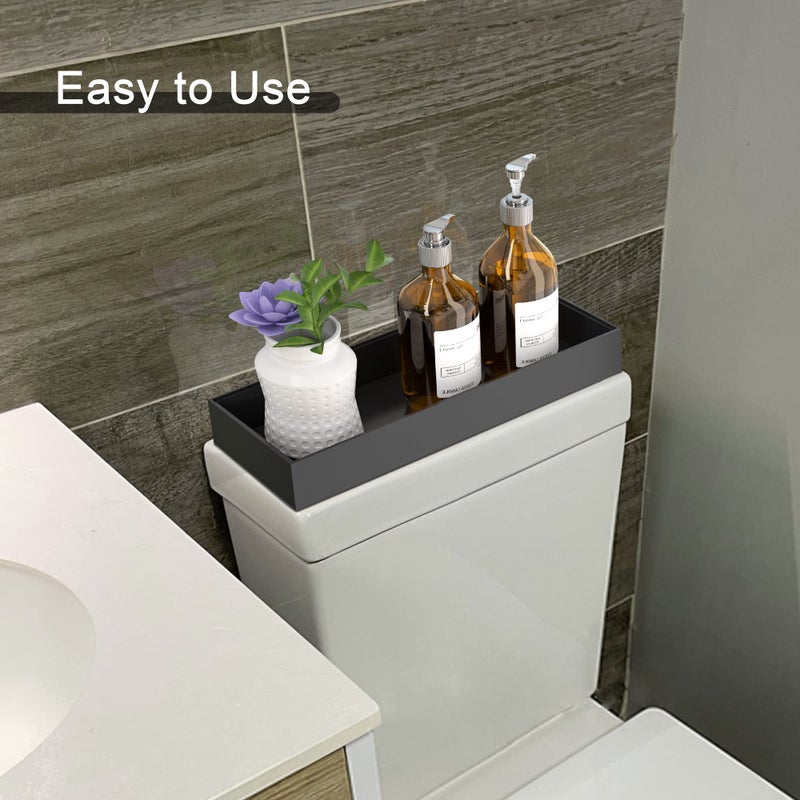 VeyFey Toilet Tank Tray for Modern Black Bathroom Decor Set of 2 Toilet Tank Topper Paper Storage Decorative Organizer Box Wood Vanity Tray for Counter Decor Dresser Tops 15" x 6" x 2" (Black) - Image 5