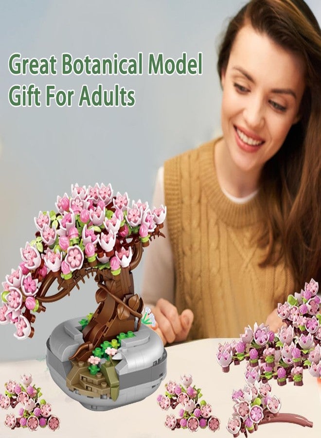 YONGJULE Cherry Blossom Tree Building Toys for Adults, Bonsai Botanical Collection Toy Building Sets, Plants and Flowers DIY Home Decoration, Gifts for Valentines Day Women Kids (Not Compatible with Lego) - Image 4