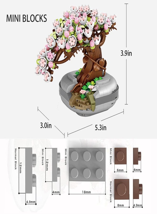 YONGJULE Cherry Blossom Tree Building Toys for Adults, Bonsai Botanical Collection Toy Building Sets, Plants and Flowers DIY Home Decoration, Gifts for Valentines Day Women Kids (Not Compatible with Lego) - Image 3