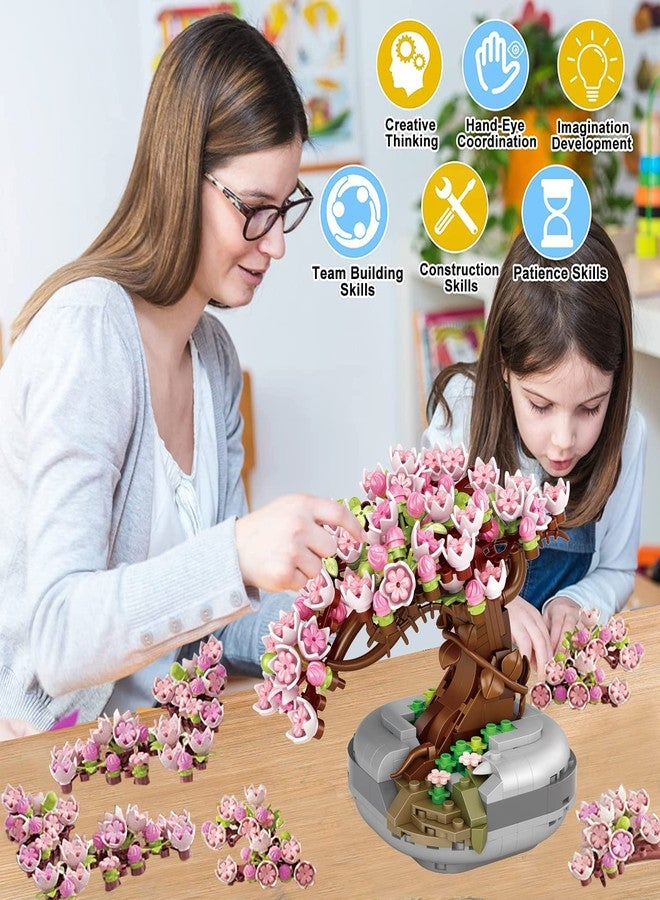 YONGJULE Cherry Blossom Tree Building Toys for Adults, Bonsai Botanical Collection Toy Building Sets, Plants and Flowers DIY Home Decoration, Gifts for Valentines Day Women Kids (Not Compatible with Lego) - Image 5
