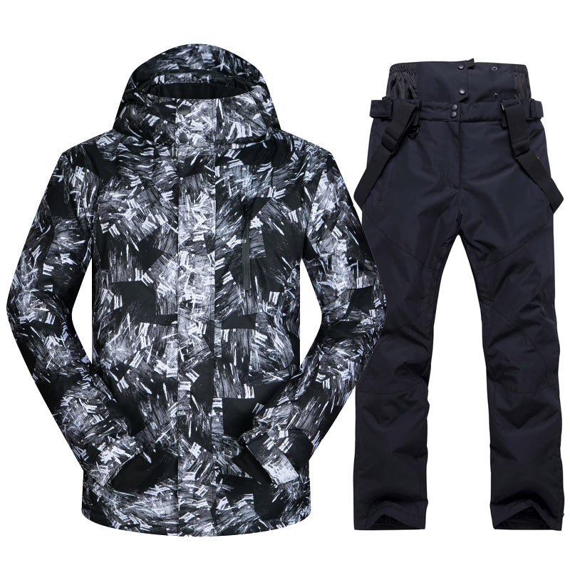 Come Wonka Mens Ski Jacket and Pants Set Ski Suit Winter Waterproof Windproof Hooded Snow Coat 2 Pieces Snowboarding Snowsuits Black+Black X-Large - Image 1