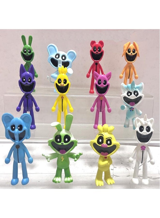 12 Piece Smiling Critters Figures The Smiling Critters Action Figure Toys For Fans Catnap Cartoon Monster Game Smiling Critters Series Figures Model Birthday Cake ToppersChildren's Day Gift Birthday