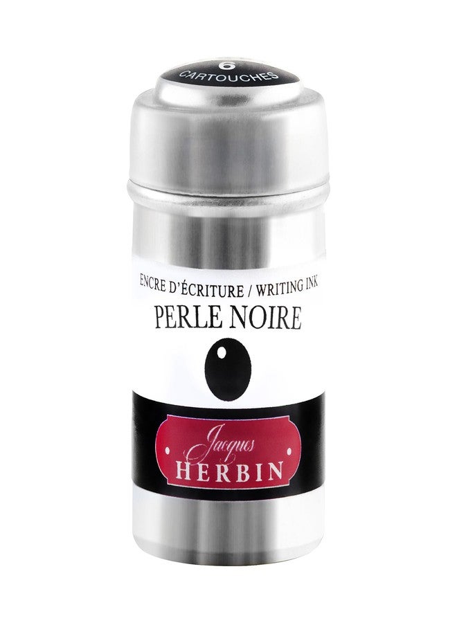Jacques Herbin Herbin Fountain Pen Ink - 1 tin of 6 cartridges - Perle Noire - Image 1