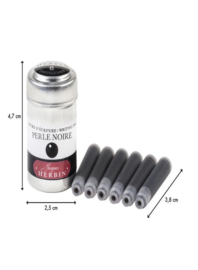 Jacques Herbin Herbin Fountain Pen Ink - 1 tin of 6 cartridges - Perle Noire - Image 2