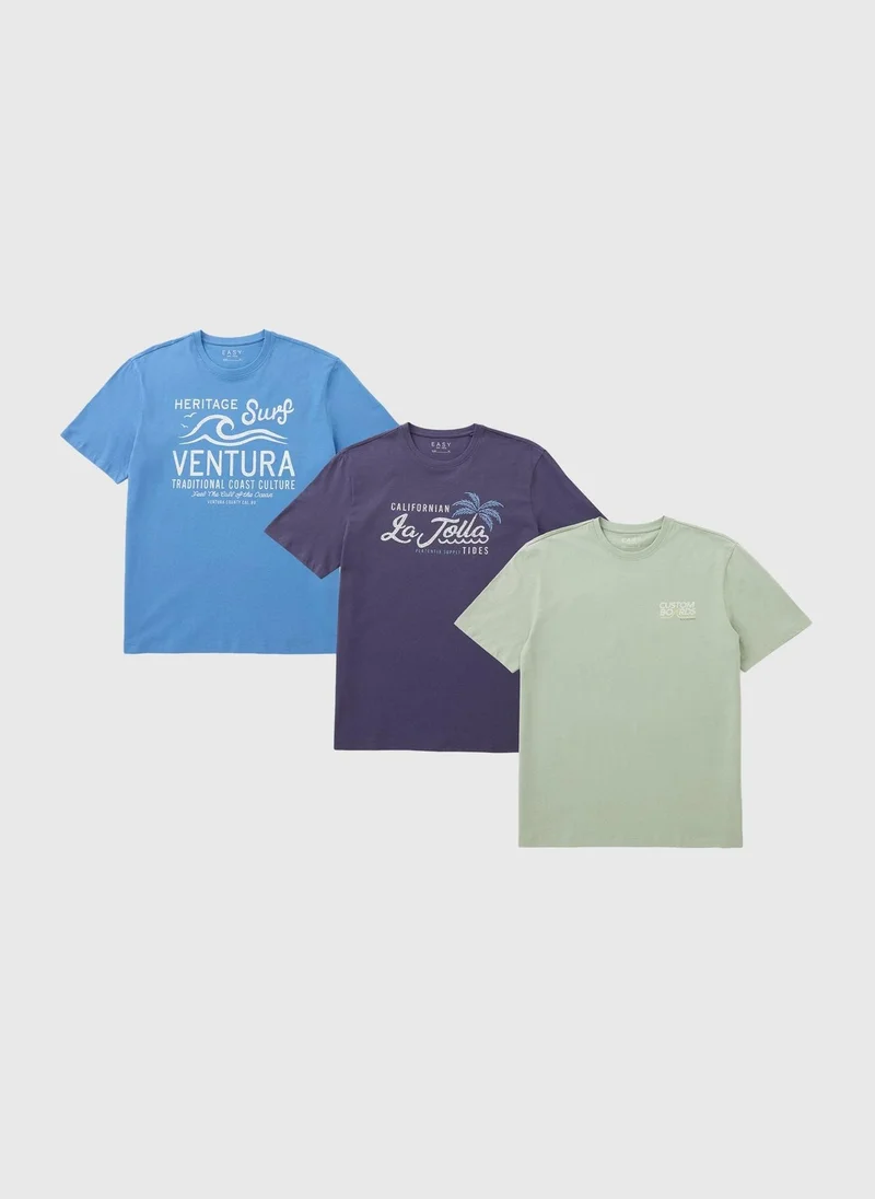 ماتلان 3 Pack Blue Surf Graphic T-Shirts