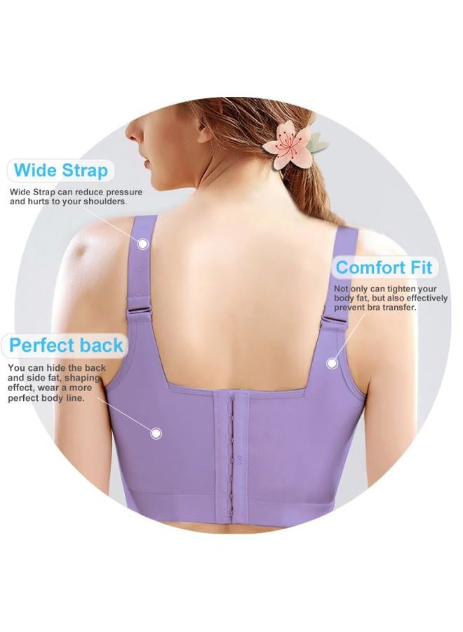 Runilut Women's Push Up Bra,Full-Coverage Underwire Bra,Hide Back Fat Deep Cup Bra,Smoothing T-Shirt Bra,Sculpting Uplift Bra, Purple, (40) C - Image 2