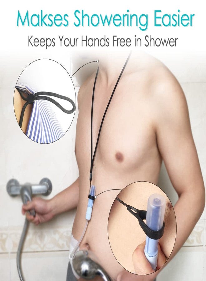DiaBelt [2 Pack] PD Catheter Shower Holder Peritoneal Dialysis Cather Lanyard Accessories Shower Protector for Safety Support Secure Feeding Tube Peg Tube G-Tube Adults Men Women Patients Black - Image 2