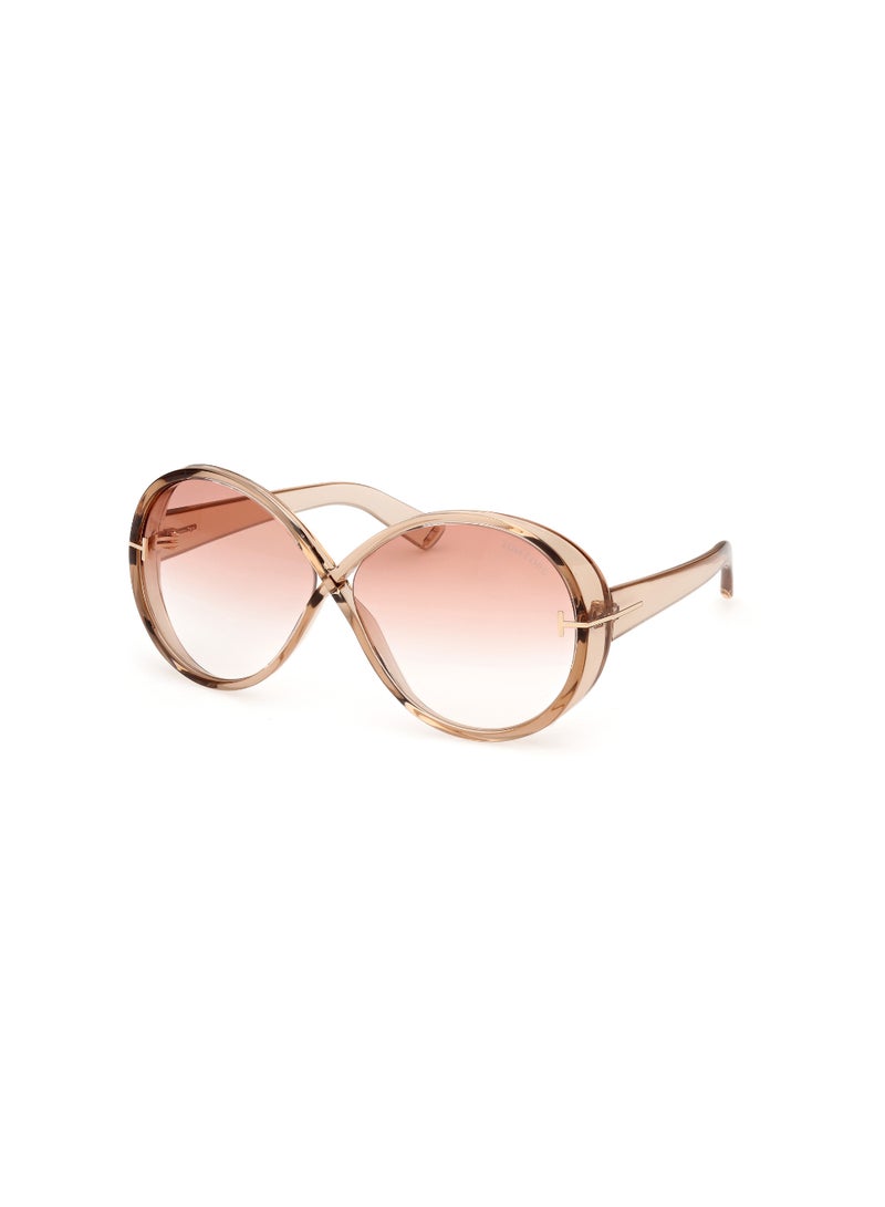 TOM FORD Women's Round Shape  Sunglasses FT111645T64 Lens Size: 64 Millimeter - Shiny Light Brown - Image 1