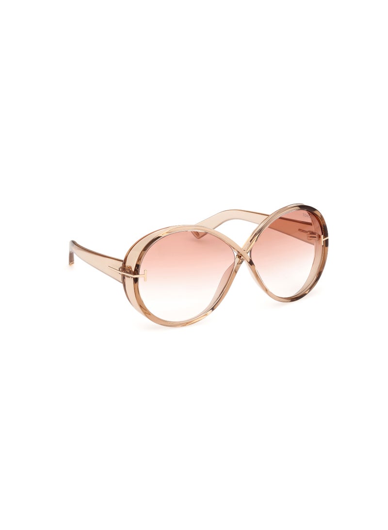 TOM FORD Women's Round Shape  Sunglasses FT111645T64 Lens Size: 64 Millimeter - Shiny Light Brown - Image 3