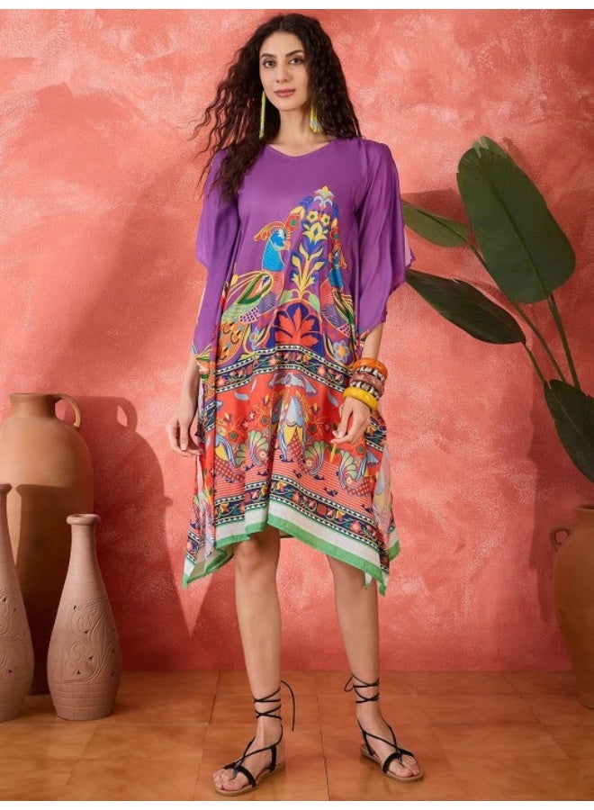 AKS Purple Digital Printed Kaftan  - Image 1