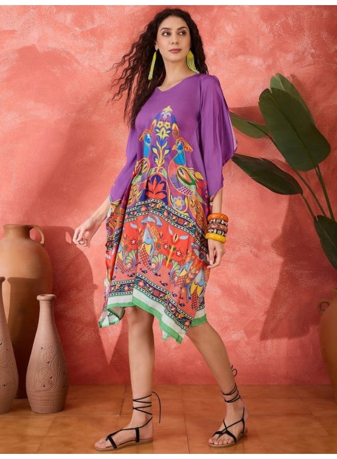 AKS Purple Digital Printed Kaftan  - Image 3