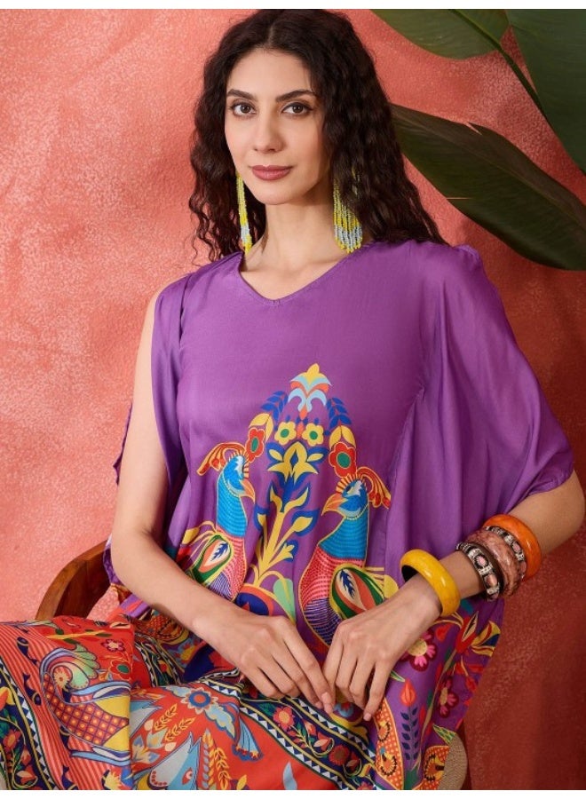 AKS Purple Digital Printed Kaftan  - Image 2