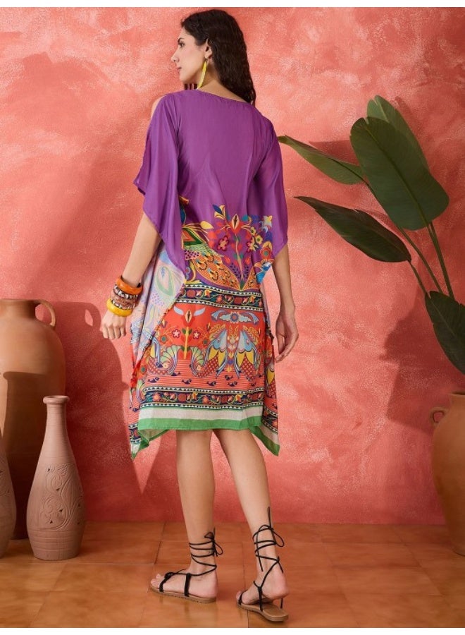 AKS Purple Digital Printed Kaftan  - Image 4