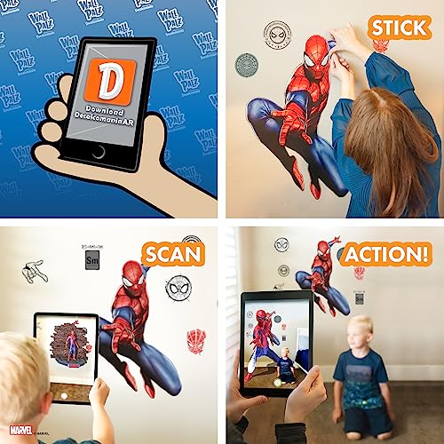 Wall Palz Marvel Spider-Man Peel and Stick Wall Decals - 30" Spider-Man Wall Decor with 3D Augmented Reality Interaction Marvel Decals for Wall - Image 3