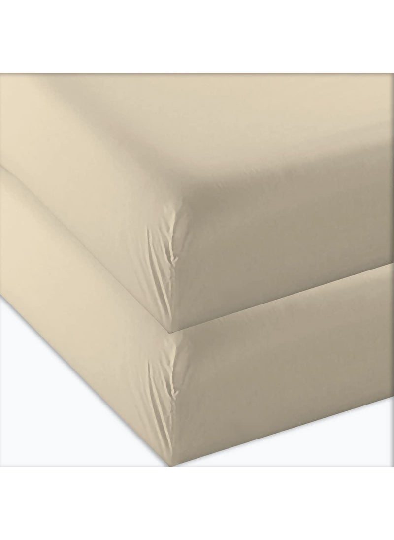 4U'LIFE 4ULIFE 2-Pack King Fitted Sheets  Prime 1800 Series Double Brushed Microfiber Ultra Soft & comfortable Dull Beige 