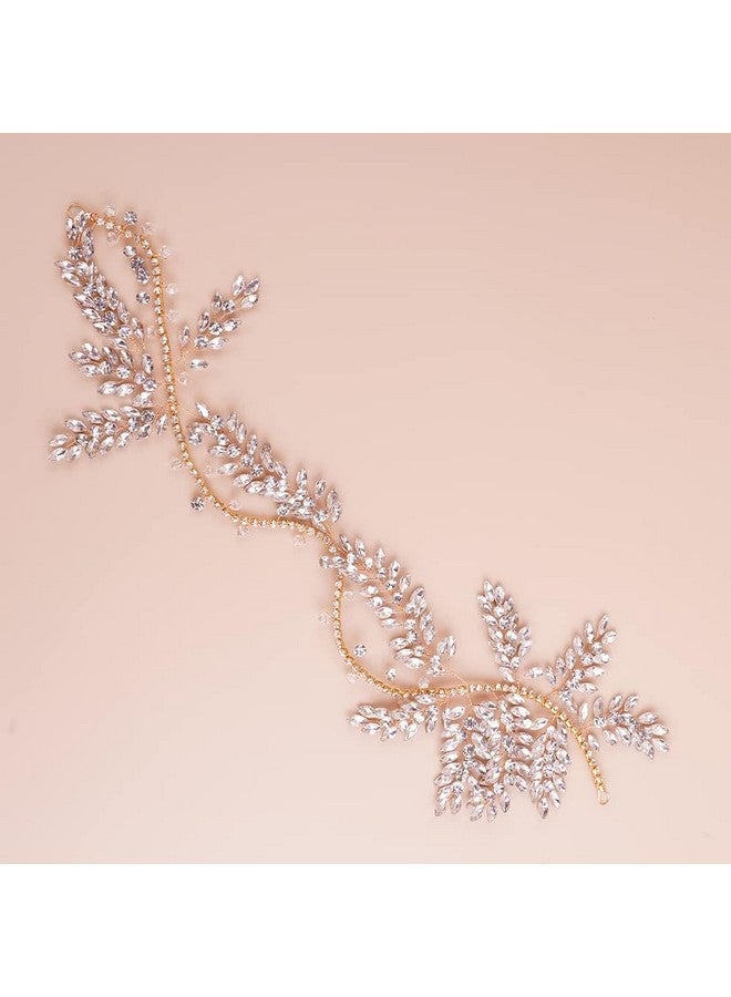 BERYUAN Bridal Rhinestone Wedding Hair Accessory Crystal Bridal Hair Accessories For Women And Girls (Gold) - Image 5