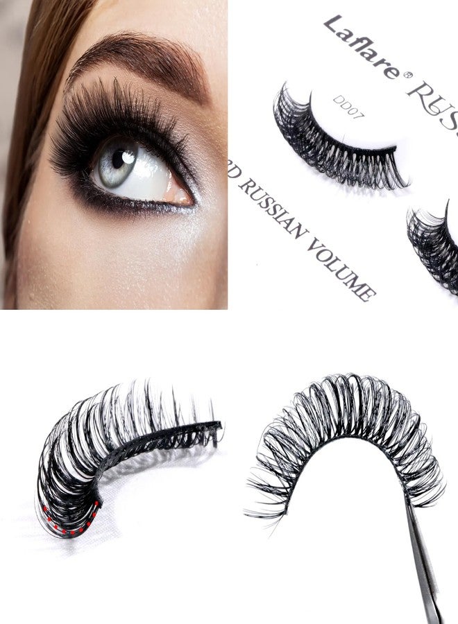 Laflare 3D False Eyelashes Russian Volume Strip Lashes | Fluffy, Wispy, Lightweight | Faux Mink Eyelashes Extension D Curl Wispy Handmade Soft Reusable 3 Packs Value Combo. (FDD07X3C) - Image 2