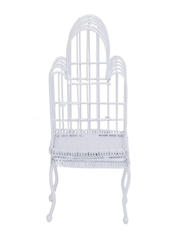 NOENNULL 1:12 Scale Dollhouse Bird Cage Metal Miniature Bird Cage Realistic Opening Door Miniature Dollhouse Bird Cage with Fake Grass Bird Sticker (White) - Image 3