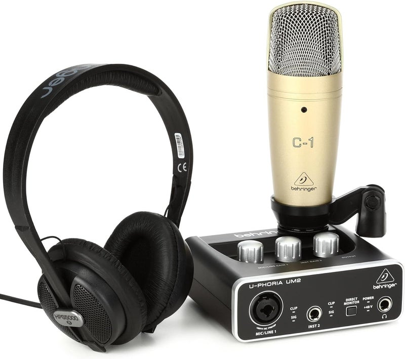 Behringer U-PHORIA Studio Recording Bundle with C-1 Microphone, HPS5000 Headphones, and UM2 Audio Interface - Image 1