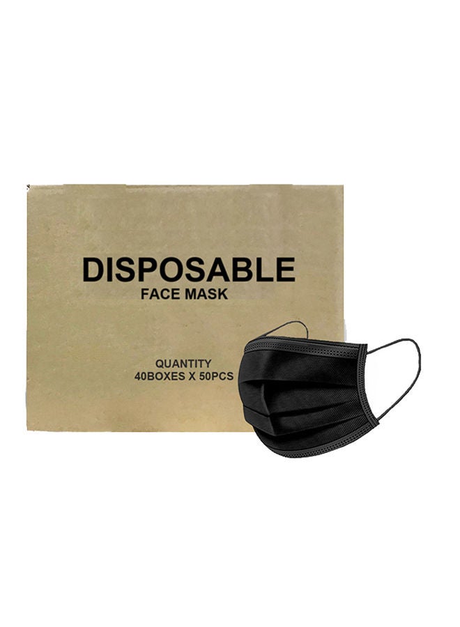 NIBEMINENT 2000 Pieces 3-Layer Disposable Face Mask Black