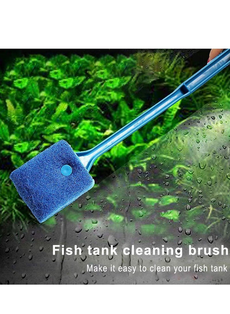 SOLARAE Aquarium Fish Tank Cleaning Brush Blue Long Handle Double Sided Sponge Brush Algae Scraper for Acrylic Glass Aquariums Glass Cleaner Algae Remover Cleaning Brush - Image 3