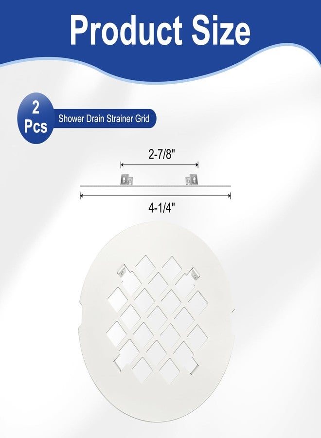 PATIKIL Shower Drain Cover 4-1/4" OD, 2 Pcs 304 Stainless Steel Round Snap-in Shower Drain Strainer Grid Replacement Cover for Bathroom Floor Lawns Landscaped Walkways Patios, White - Image 2