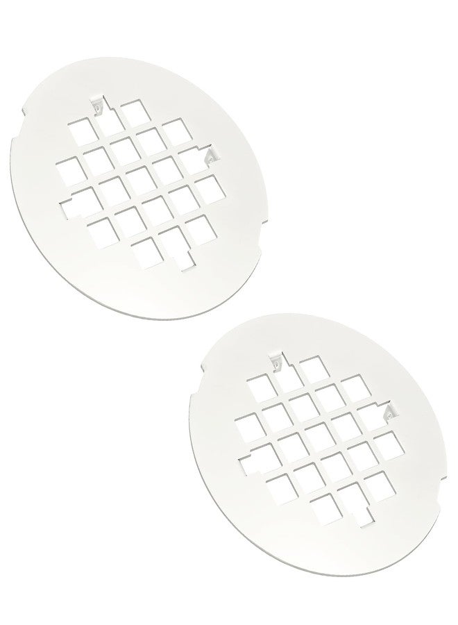 PATIKIL Shower Drain Cover 4-1/4" OD, 2 Pcs 304 Stainless Steel Round Snap-in Shower Drain Strainer Grid Replacement Cover for Bathroom Floor Lawns Landscaped Walkways Patios, White - Image 1