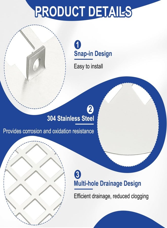 PATIKIL Shower Drain Cover 4-1/4" OD, 2 Pcs 304 Stainless Steel Round Snap-in Shower Drain Strainer Grid Replacement Cover for Bathroom Floor Lawns Landscaped Walkways Patios, White - Image 3