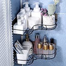 Nirency Multipurpose Bathroom Racks without Drilling, Self-Adhesive Bathroom Corner Shelf, Shampoo Holder for Bathroom, Washroom & Kitchen (Black) - Image 2