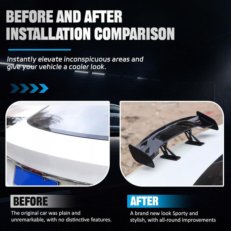 Hbxdeco Car Mini Spoiler Wing, 9.8 Inch Carbon Fiber Automotive Mini Rear Tail Wing, Vehicle Decorative Spoiler, No Drill Tiny Trunk Tail Wings, Universal Exterior Decor Car Accessories (Black) - Image 3