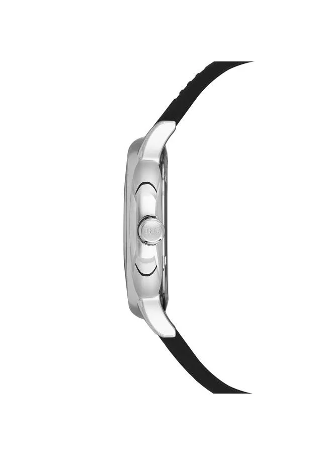 يو اس بولو اسن Crossing 44mm Multifunction Men's Watch with Black Dial & Rubber Strap
