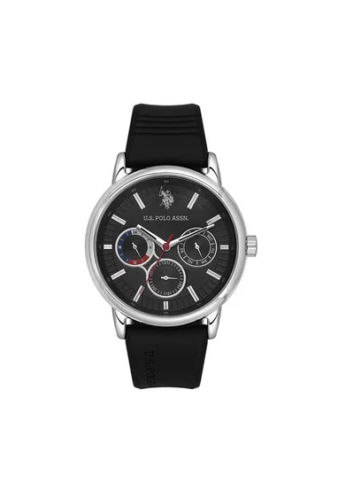U.S. Polo Assn. Crossing 44mm Multifunction Men's Watch with Black Dial & Rubber Strap