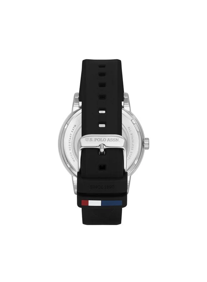U.S. Polo Assn. Crossing 44mm Multifunction Men's Watch with Black Dial & Rubber Strap