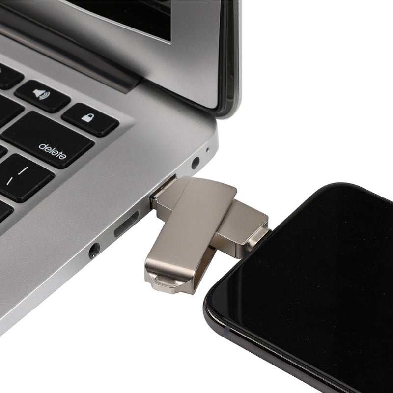 16GB/32GB/64GB/128GB Memory 3 in 1 Lightning/Micro USB/USB 2.0 Pen Drive For iPhone/iPad C6244-16-L Silver - Image 3