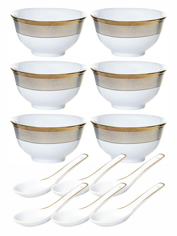 ROXX Porcelain Soup Set with Spoon (12 pcs Set) RX-6385-E - Image 3