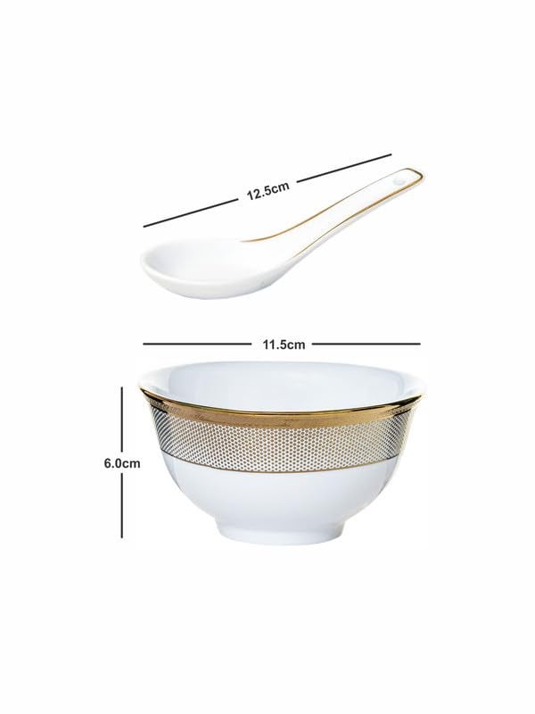 ROXX Porcelain Soup Set with Spoon (12 pcs Set) RX-6385-E - Image 4