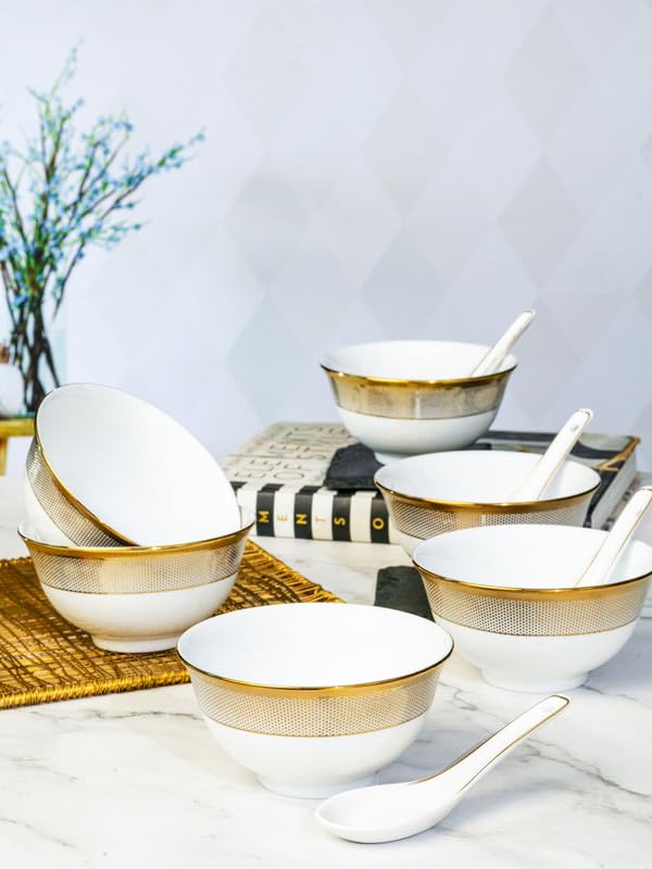 ROXX Porcelain Soup Set with Spoon (12 pcs Set) RX-6385-E - Image 1