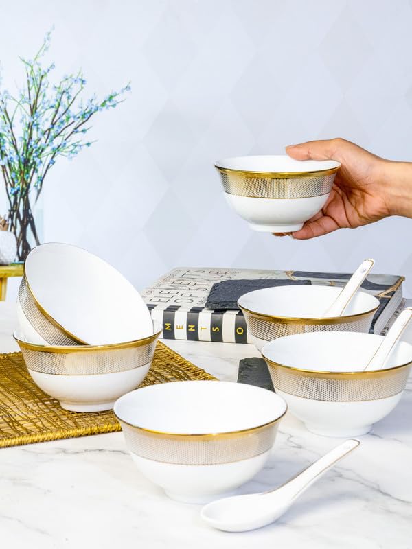 ROXX Porcelain Soup Set with Spoon (12 pcs Set) RX-6385-E - Image 2