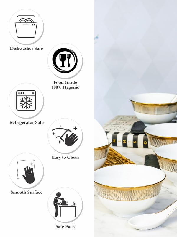 ROXX Porcelain Soup Set with Spoon (12 pcs Set) RX-6385-E - Image 5