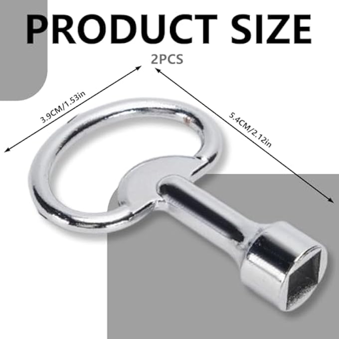 SET OF 2 UNIVERSAL SQUARE KEYS FOR FAUCET, RADIATORS, GAS, WATER AND ENEL METERS, SUITABLE FOR DISTRIBUTION BOXES, RADIATORS AND VALVES (3.8 X 5.4 CM) - Image 3