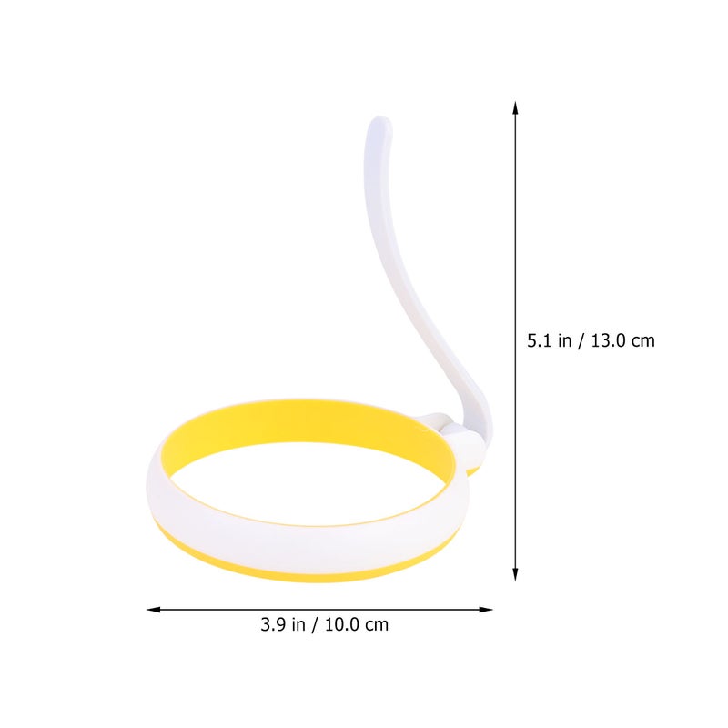2pcs Fried Eggs Cooking Mold Egg Ring With Handle Mold Nonstick Heat Resistant Omelette Mould For Cooking Pancakes (Yellow + White) - Image 2
