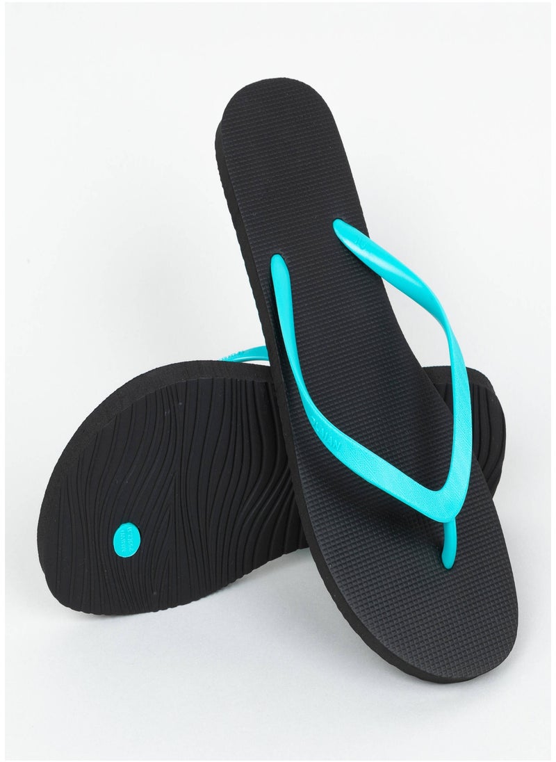 OLAIAN OLAIAN by DECATHLON, Women Slippers or Flip Flops 100 Turquoise and Black  - Image 3