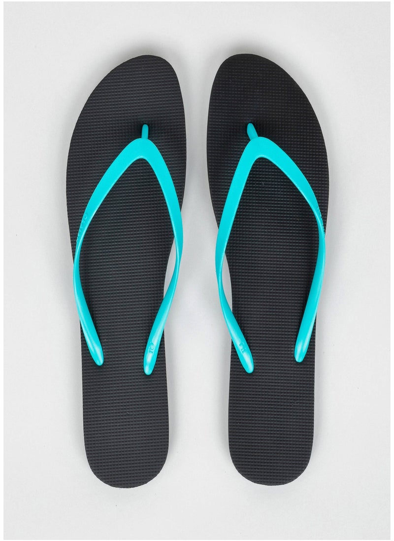 OLAIAN OLAIAN by DECATHLON, Women Slippers or Flip Flops 100 Turquoise and Black  - Image 1