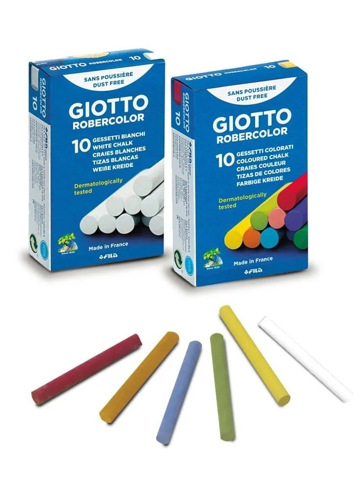 Giotto Chalkboard 20 Pieces (10 White Chalk + 10 Colored Chalk) - Image 1