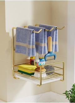 Sponge Holder for Kitchen Sink Rust Proof Kitchen Sink Caddy Organizer Punch-free Sponge Holder Soap Dispenser Towel Brush Holder Rack Sink Sponge Holder Sink Basket for Kitchen Bathroom