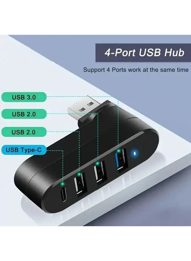 4 In 1 USB Hub With 3.0 Type C Ports 180 Degree Rotatable High Speed Data Transfer Blue For Laptop Desktop Phone And Other Devices - Image 5