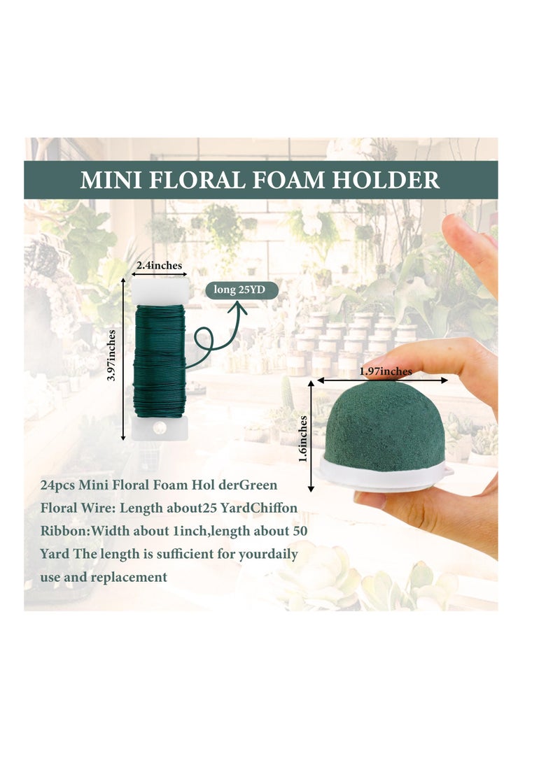 Excefore 12 قطعة حامل رغوة زهور دائري صغير، أخضر، قابلة لإعادة الاستخدام، جافة ورطبة، كتلة زهور لمتخصصي الزهور، لوازم ترتيب الحرف لزينة زجاجة النبيذ، تزيين قبعة القش، حفل زفاف طاولة، فني، حفلة - Image 2