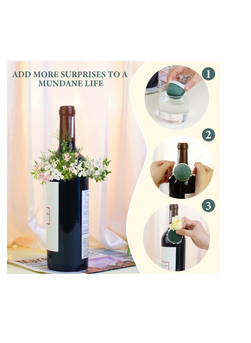 Excefore 12 قطعة حامل رغوة زهور دائري صغير، أخضر، قابلة لإعادة الاستخدام، جافة ورطبة، كتلة زهور لمتخصصي الزهور، لوازم ترتيب الحرف لزينة زجاجة النبيذ، تزيين قبعة القش، حفل زفاف طاولة، فني، حفلة - Image 3