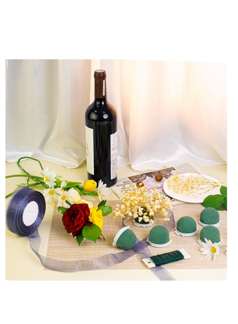 Excefore 12 قطعة حامل رغوة زهور دائري صغير، أخضر، قابلة لإعادة الاستخدام، جافة ورطبة، كتلة زهور لمتخصصي الزهور، لوازم ترتيب الحرف لزينة زجاجة النبيذ، تزيين قبعة القش، حفل زفاف طاولة، فني، حفلة - Image 4